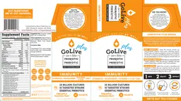 Label for GoLive Plus Probiotic + Prebiotic Immunity Pinapple Passion Fruit