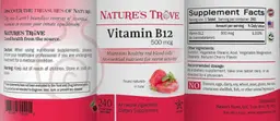 Label for Vitamin B12 500 mcg Cherry Flavor