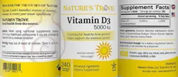 Label for Vitamin D3 5000 IU Cherry Flavor