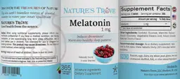 Label for Melatonin 1 mg Cherry Flavor