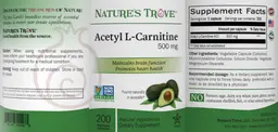 Label for Acetyl L-Carnitine 500 mg