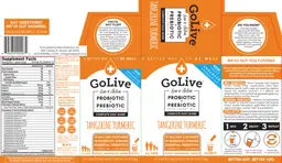 Label for GoLive Probiotic + Prebiotic Tangerine Turmeric