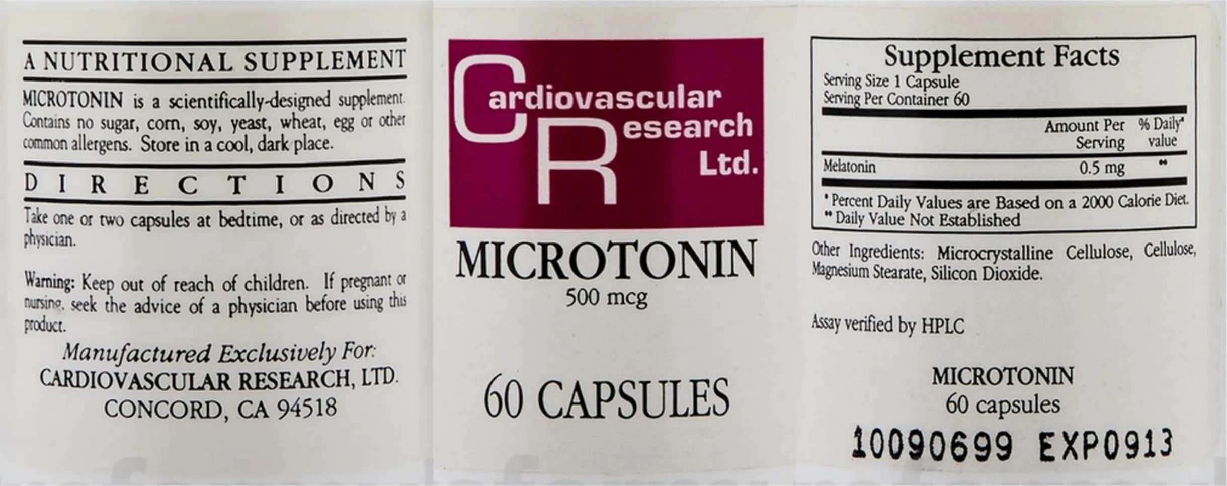 Label for Microtonin 500 mcg