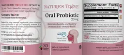 Label for Oral Probiotic 20 mg Cherry Flavor