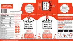 Label for GoLive Probiotic + Prebiotic Turmeric with Mango & Ginger