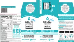 Label for GoLive Plus Probiotic + Prebiotic Beauty Tonic Hibiscus Peach