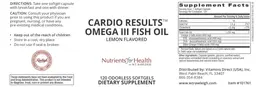 Label for Cardio Results Omega III Fish Oil Lemon Flavored