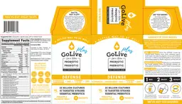 Label for GoLive Plus Probiotic + Prebiotic Defense Pineapple Passion Fruit