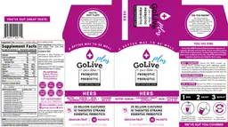 Label for GoLive Plus Hers Probiotic + Prebiotic Dragon Fruit