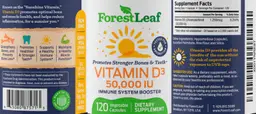 Label for Vitamin D3 50,000 IU