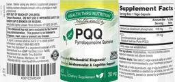 Label for PQQ Pyrroloquinoline Quinone 20 mg