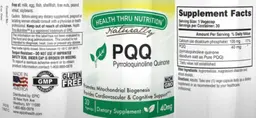 Label for PQQ Pyrroloquinoline Quinone 40 mg