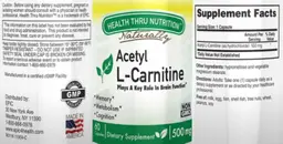 Label for Acetyl L-Carnitine 500 mg