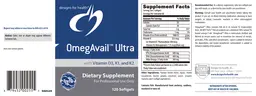 Label for OmegAvail Ultra With Vitamin D3, K1, And K3
