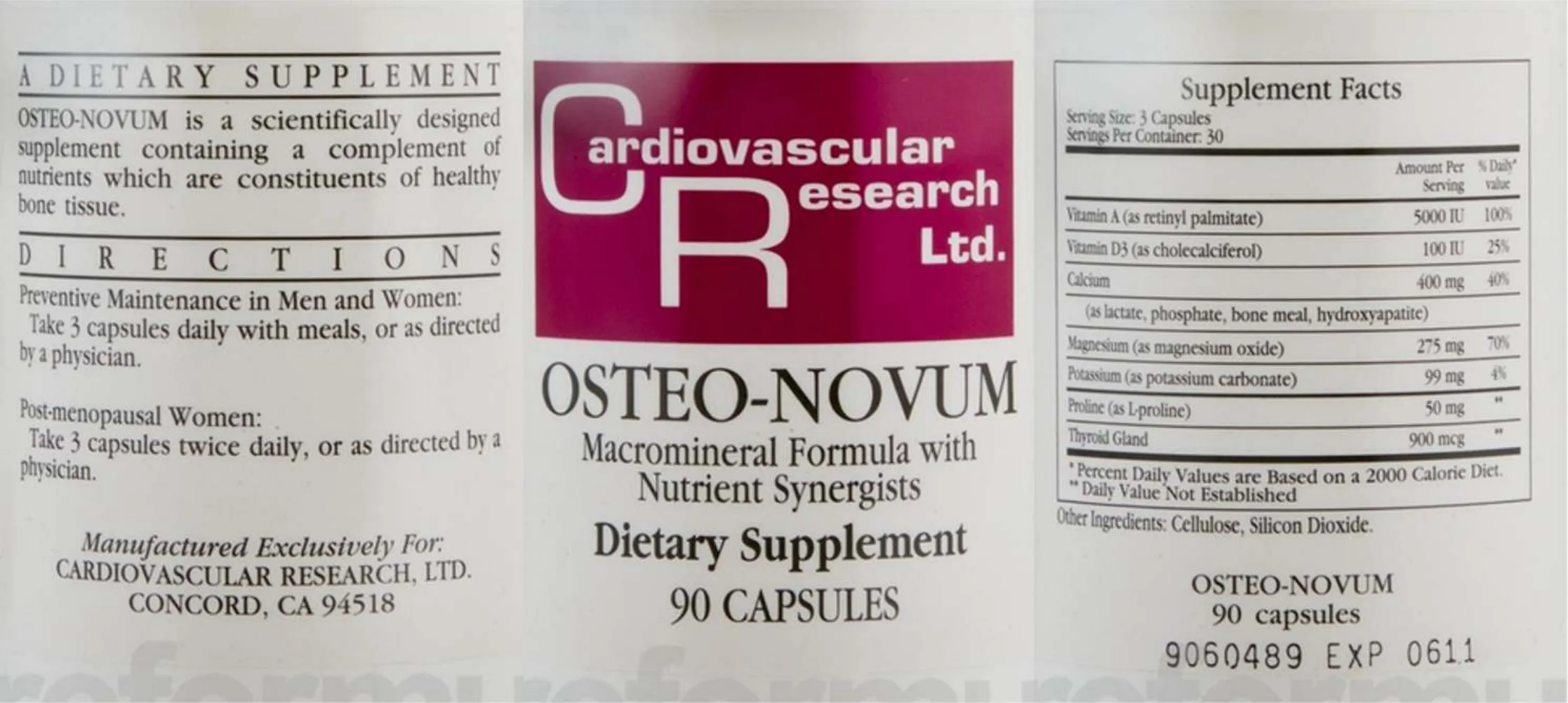 Label for Osteo-Novum