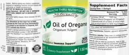 Label for Oil of Oregano 150 mg