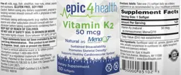 Label for Vitamin K2 50 mcg