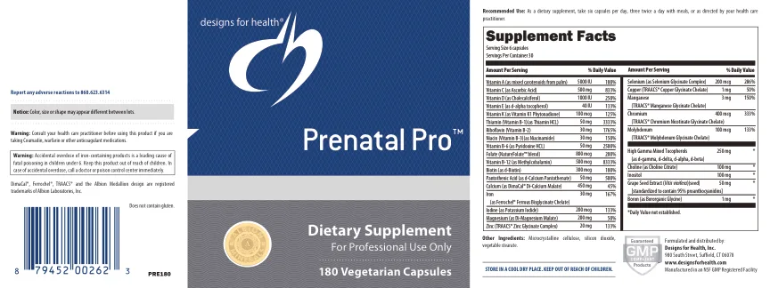 Label for Prenatal Pro