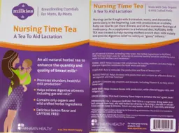 Label for Nursing Time Tea Delicious Lemon Flavor