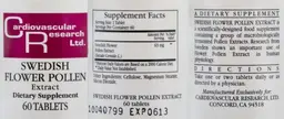 Label for Swedish Flower Pollen Extract