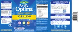 Label for Fortify Optima Adult 50+ Probiotic 50 Billion