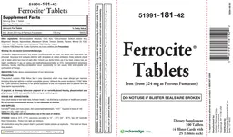 Label for Ferrocite Tablets