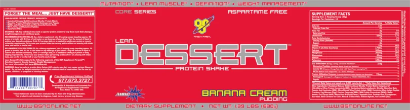 Label for Lean Dessert Banana Cream Pudding