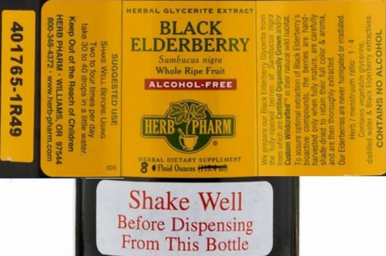 Label for Black Elderberry Alcohol-Free