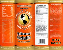 Label for Pork Gelatin Unflavored