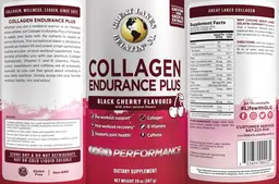 Label for Collagen Endurance Plus Black Cherry Flavored