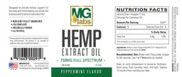 Label for Hemp Extract Oil 750 mg Full Strectrum Peppermint Flavor
