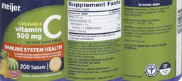 Label for Chewable Vitamin C 500 mg