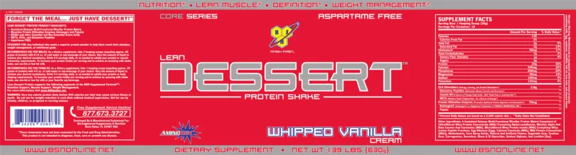 Label for Lean Dessert Whipped Vanilla Cream