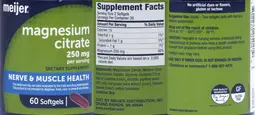 Label for Magnesium Citrate 250 mg