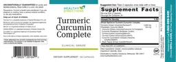 Label for Turmeric Curcumin Complete