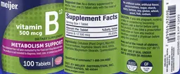 Label for Vitamin B12 500 mcg