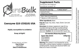 Label for Coenzyme Q10 (COQ10) USA
