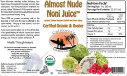 Label for Almost Nude Noni Juice