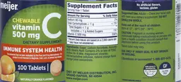 Label for Chewable Vitamin C 500 mg Naturally Orange Flavored