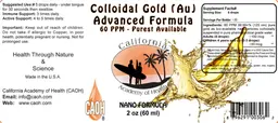Label for Colloidal Gold (AU) 60 PPM Advanced Formula