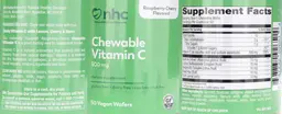 Label for Chewable Vitamin C 500 mg Raspberry-Cherry Flavored