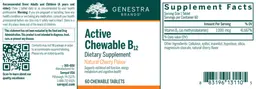 Label for Active Chewable B12 Natural Cherry Flavor
