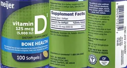 Label for Vitamin D3 125 mcg