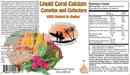 Label for Liquid Coral Calcium Complex and Cofactors