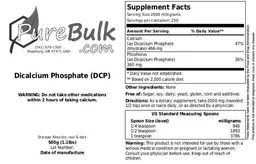 Label for Dicalcium Phosphate (DCP)