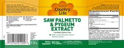 Label for Saw Palmetto & Pygeum Extract