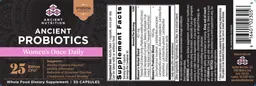 Label for Ancient Probiotics Women's Once Daily