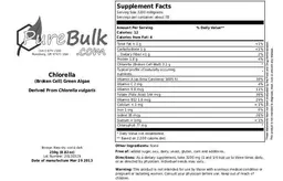 Label for Chlorella (Broken Cell) Green Algae