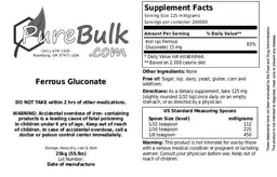 Label for Ferrous Gluconate