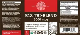 Label for B12 Tri-Blend 5000 mcg